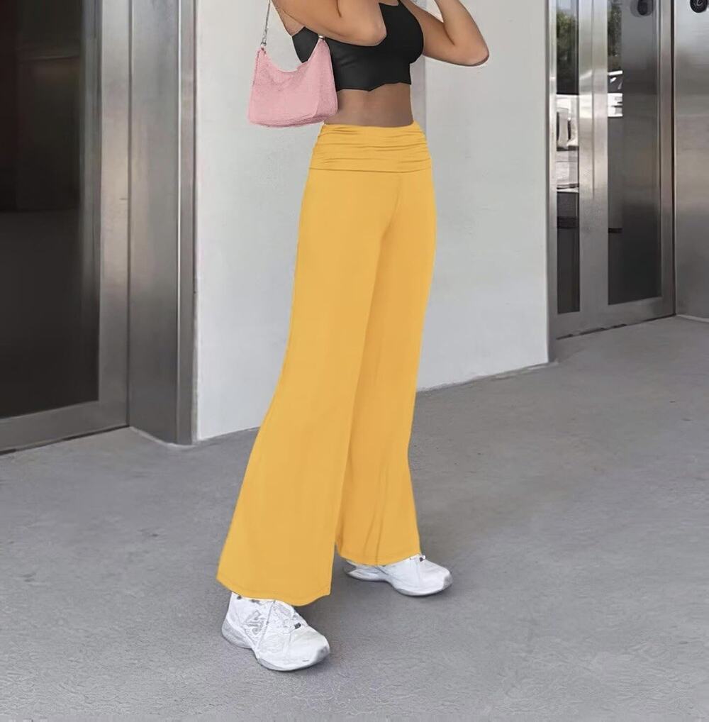 NWT Hybrid & Company Women Beige Wide Leg Pants Trousers Elastic back Size XL